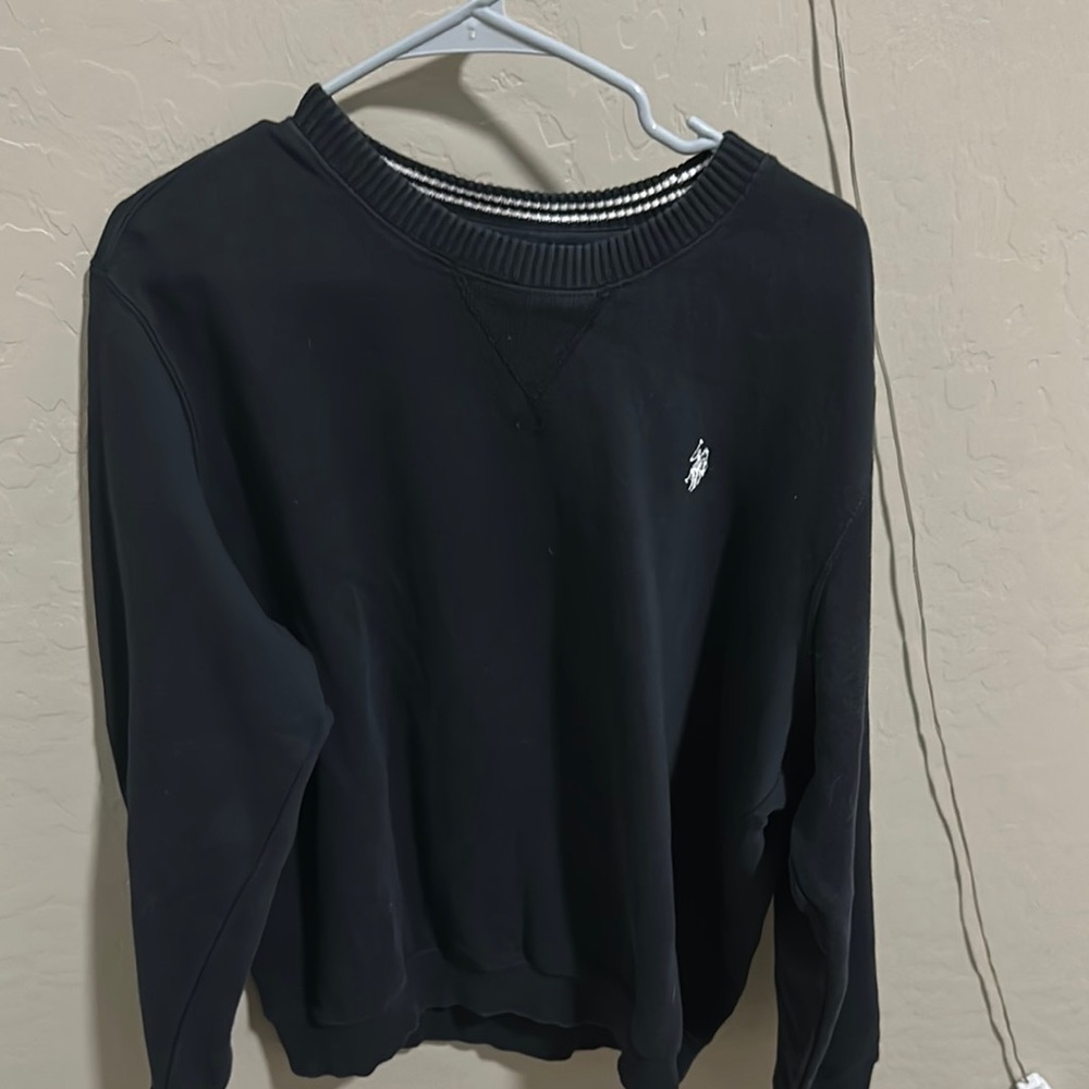 U.S. Polo Assn. Black Crewneck Sweater Classic Knit Design